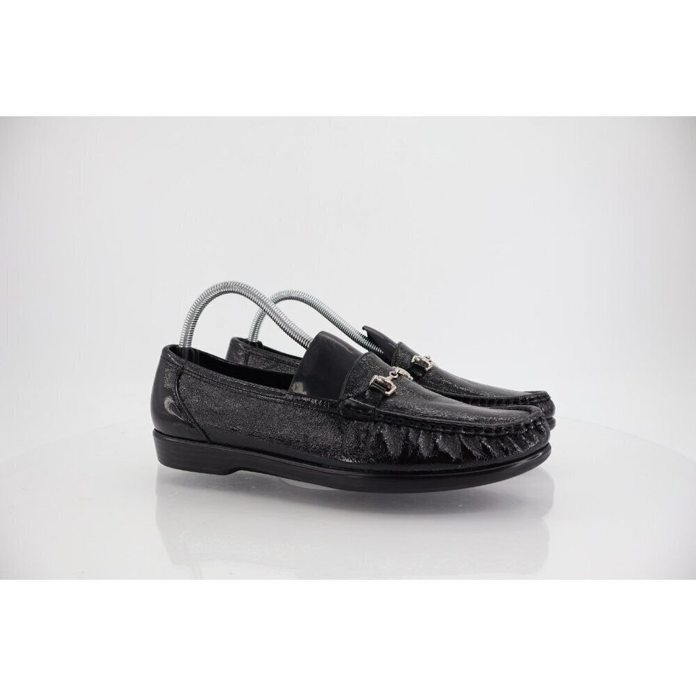 SAS Women's Metro Loafer Size 11 Narrow Bit Strap Flat Slip On Shoe Black Patent
